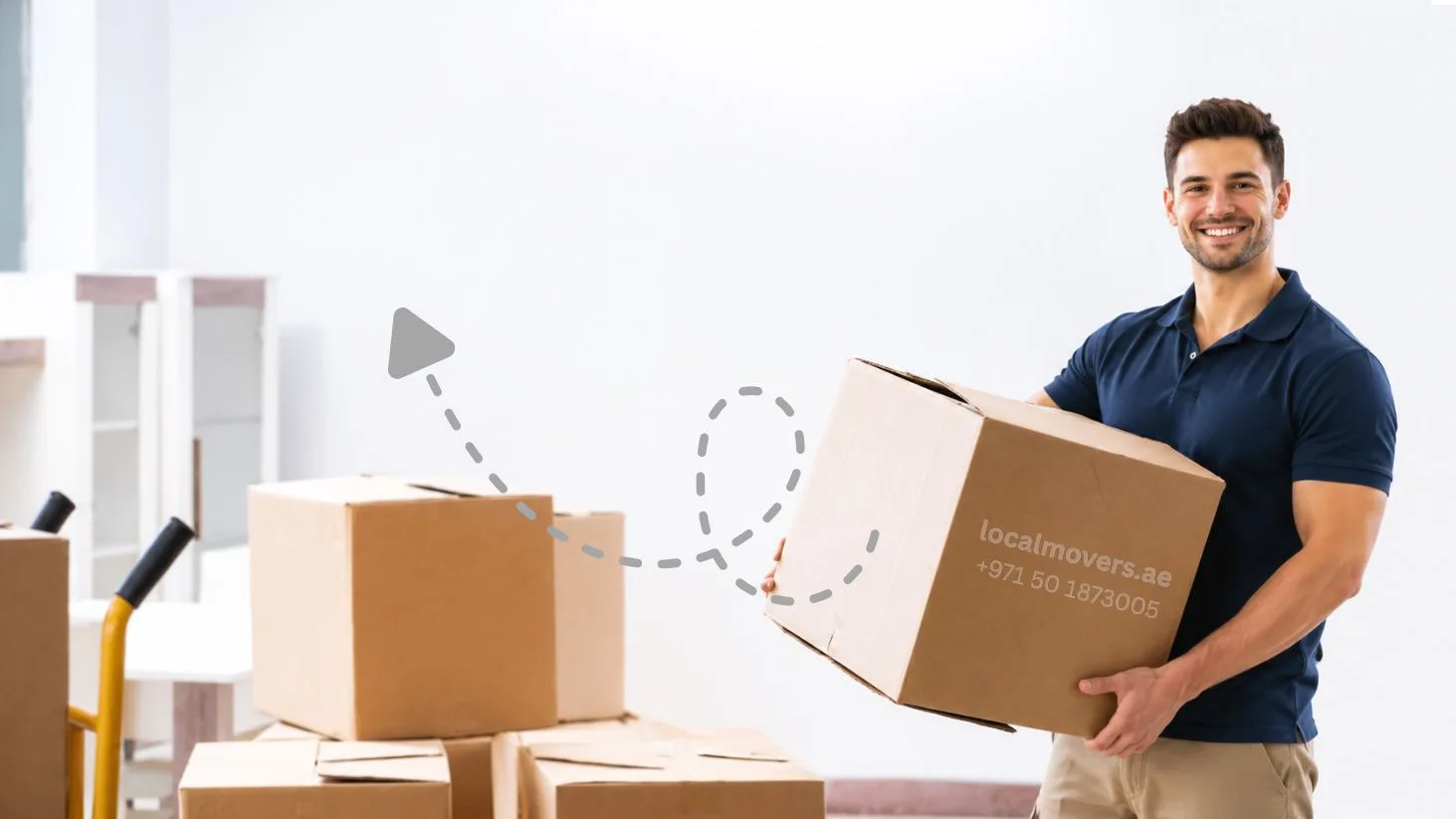 localmovers wide banner with our mover with a boxed item